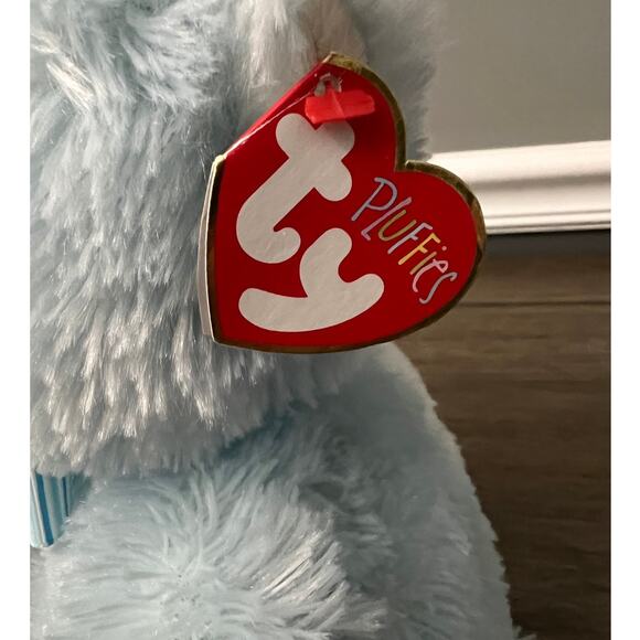 TY Pluffies My First Teddy Sweet Baby Blue Bear Plush With Swing Tag - Picture 5 of 7
